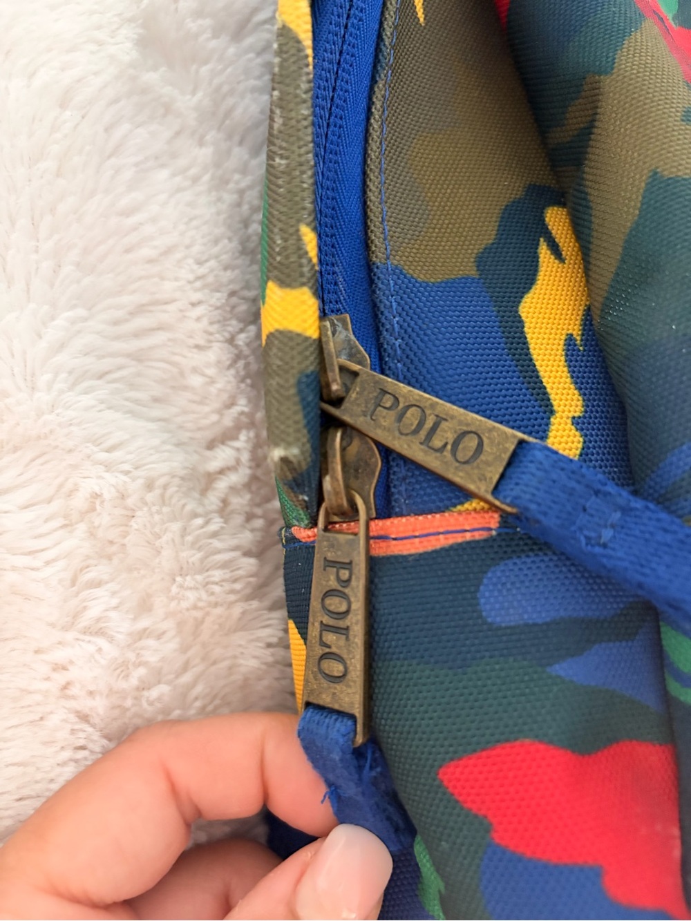 Polo by Ralph Lauren Multicolor Camo Backpack with Blue Trim - Picture 2 of 5